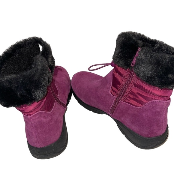 Lands End Women's Ankle Booties Size 8.5B Purple Suede and Nylon Faux Fur Trim - Picture 8 of 10